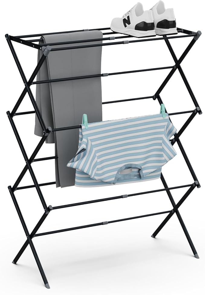 Drying Rack for Laundry, Foldable Clothes Drying Rack, Small Collapsible Dry Rack for Clothes, Use for Indoor & Outdoor Drying Clothes, Black 40"x29"x14.5" - Bloomnest