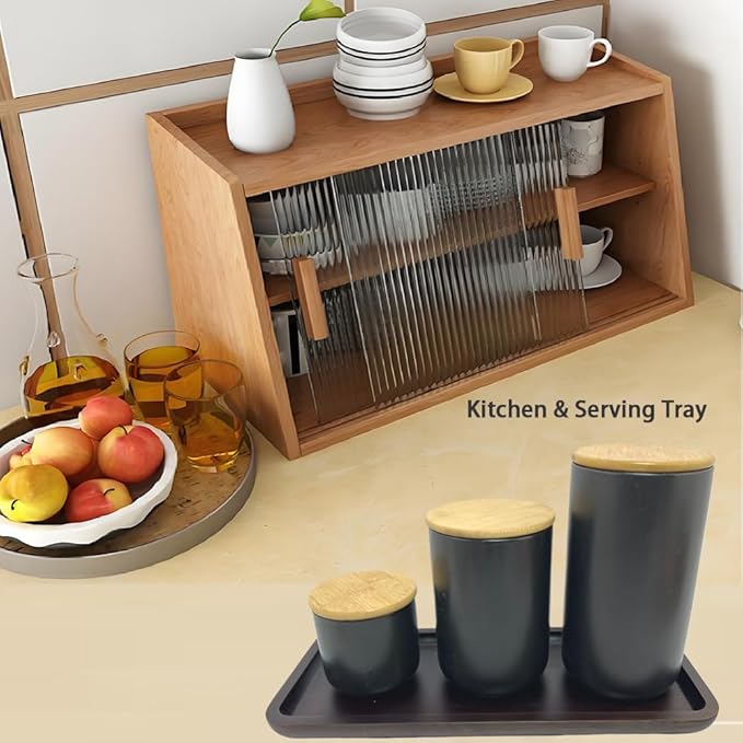 Wood Vanity Tray, Bathroom Counter Solid Walnut Organizer, Toilet Tank Top Wooden Serving Plate for Dinner Tea Coffee (Natural Walnut Color, 14 x 5.9 inch) - Bloomnest