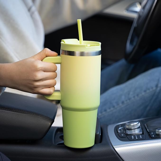 BJPKPK Tumbler With Handle 40 oz Stainless Steel Insulated Tumbler With Lid And Straw For Water Or Ice Coffee,Sky - Bloomnest