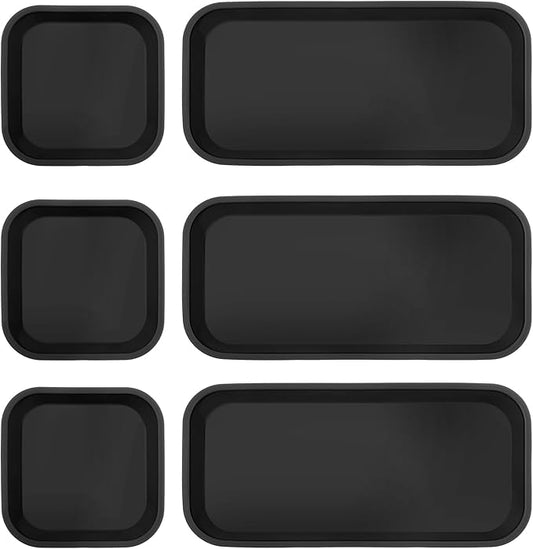 Wenqik 6 Pcs Silicone Bathroom Vanity Trays for Counter Multifunctional Bathroom Counter Tray Multipurpose Decorative Tray for Kitchen Desk Kitchen (Black)
