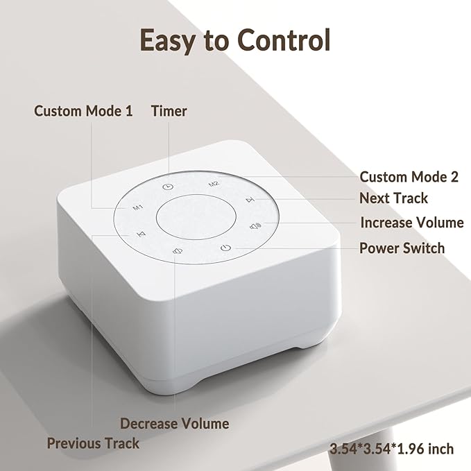White Noise Sound Machine for Sleep 20 Soothing Sounds Noise Machine for 30 Level Volume 5 Timer Setting Favorite Setting Memory Function Touch Control Compact Portable for Adult/Baby (White) - Bloomnest