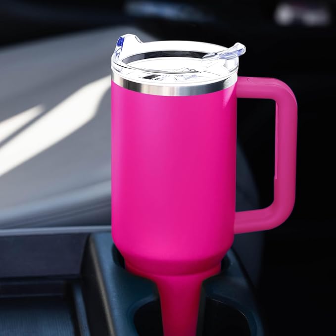 40 oz Tumbler with Handle and Straw Lid Insulated Tumblers Cups with Lids Straws Double Wall Vacuum Leak Proof Stainless Steel 40oz Tumbler Travel Mug Gifts for Men Women Him Her (Camelia) - Bloomnest