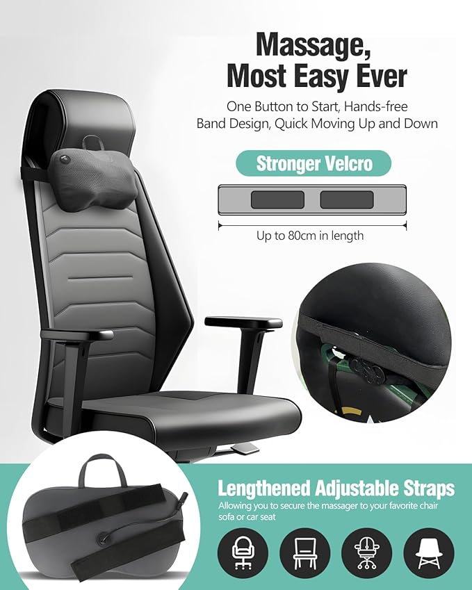 Protable Electric Massage Pillow with Carry Handle -Neck Massager for Pain Relief Deep Tissue with Heat - Electric Kneading 3D Massage Pillow Gifts for Dad Mom Christmas - Bloomnest