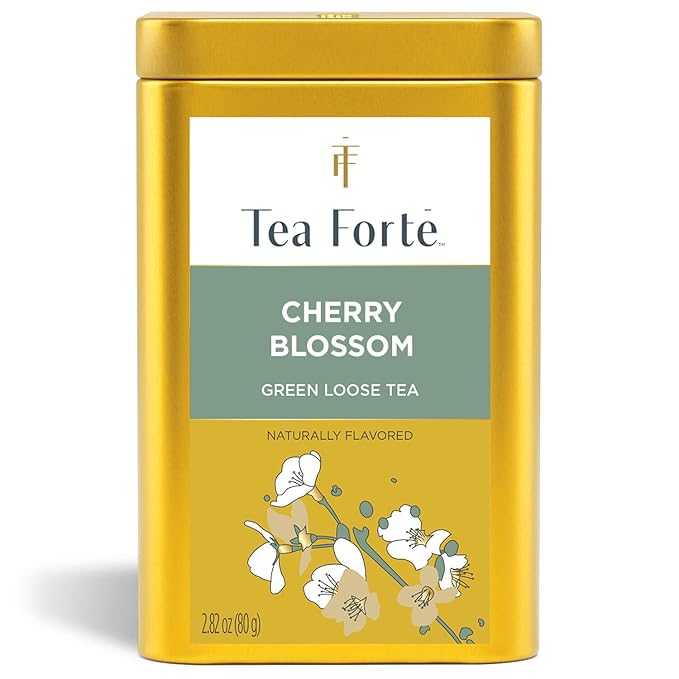 Tea Forte Cherry Blossom Premium Loose Leaf Caffeinated Green Tea Blend Canister, Makes 35-50 Cups - Bloomnest