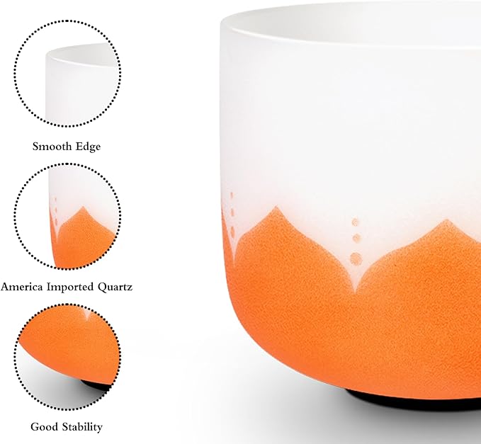 Leize 6-12 inch Lotus Design Chakra Tuned 432hz Set of 7 Quartz Crystal Singing Bowls with Heavy Duty Carrying Cases and Singing Bowl Mallet Suede Strikers