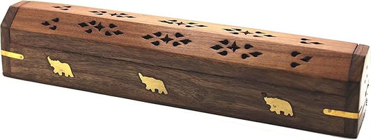 Bless-International Traditional-Handmade-Burner Wooden-Coffin-Incense-Stick-Holder Ash-Catcher-Stand (Wooden Coffin) - Bloomnest