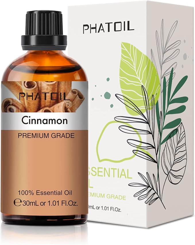 Cinnamon Essential Oil, 1.01Fl.Oz (30ML) PHATOIL Pure Essential Oil Singles for Aromatherapy Diffusers, Humidifiers, Great for DIY Candle and Soap Making, Gift for Friend - Bloomnest