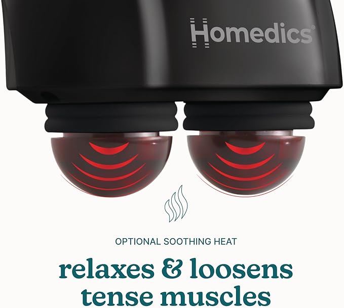 Homedics Handheld Back Massager, Dual Heated Nodes, Neck, and Body Percussion Massager with Interchangeable Nodes to Release Back, Neck, Shoulder Leg and Foot Tension - Bloomnest
