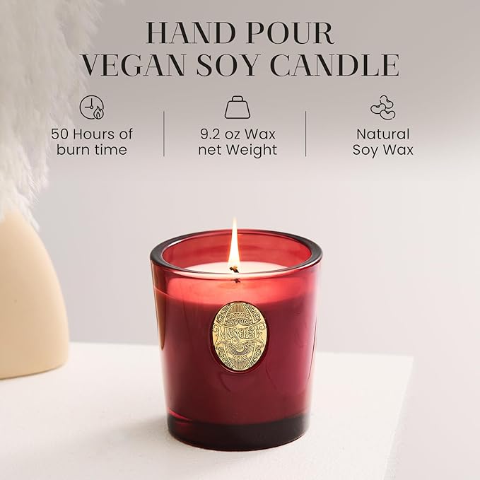 M&SENSE Natural Soy Candle | Wild Rose & Red | 9.2 oz, 50H Burn Time | Luxury Scented Candle for Relaxation, Gifting, Home Décor | Ideal for Bedroom, Office, Party Ambiance - Bloomnest