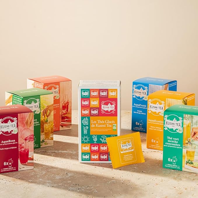 Kusmi Tea - Iced Teas Gift Set - Sampler Assortment Variety Box - Organic Teas - Gift Idea for Men and Women - Flavored Infusions, Hibiscus, Rooibos, Green Tea - 6 Iconic Blends - 24 Tea Bags - Bloomnest