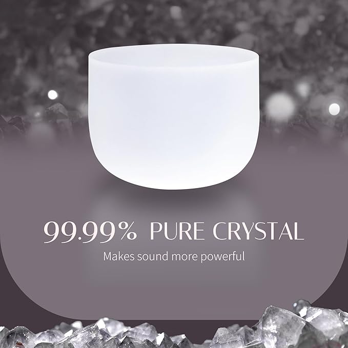 440HZ 8 Inch Frosted Quartz(F) Note Heart Chakra Frosted Quartz Crystal Singing Bowl Dispensing Free Mallet And O-ring for Sound Healing Meditation Experience The Beautiful Sounds of Nature - Bloomnest