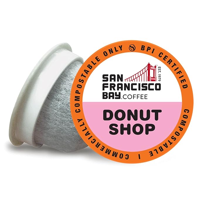San Francisco Bay Compostable Coffee Pods - Donut Shop (12 Ct) K Cup Compatible including Keurig 2.0, Light Roast - Bloomnest