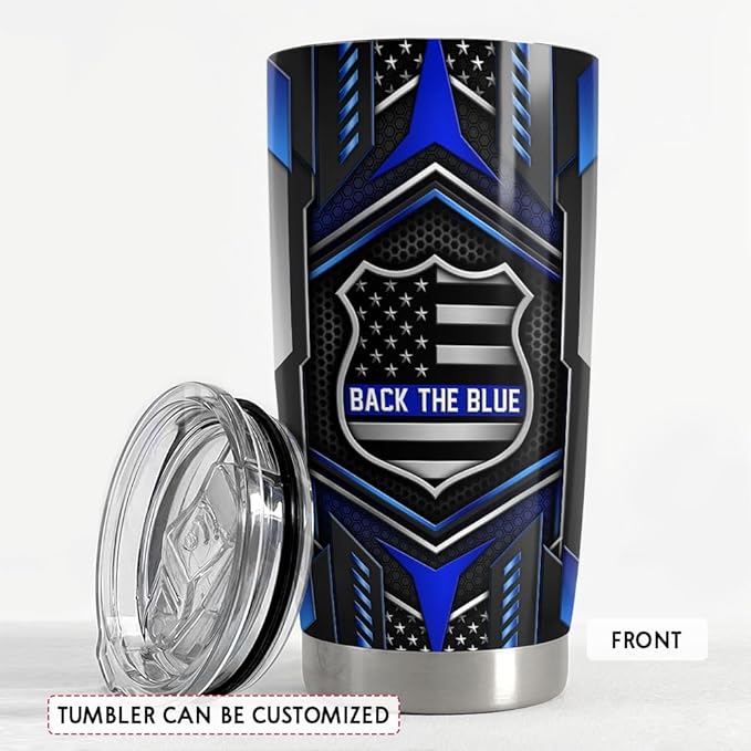 SANDJEST Personalized Police Tumbler - 20oz & 30oz Insulated Tumblers with Lid - Coffee Travel Mug Cup - Police Officer Gifts for Men & Women - Bloomnest