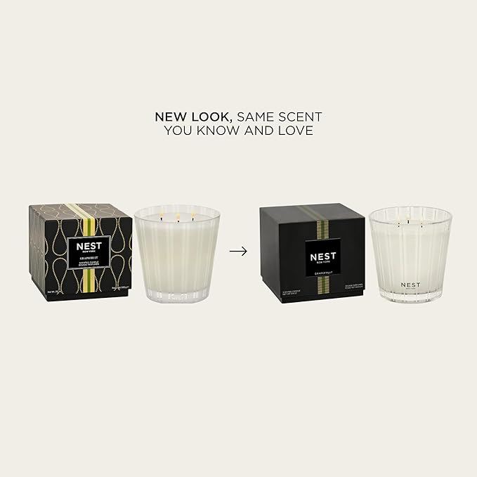 NEST New York Scented 3-Wick Candle, Grapefruit - 21.2 oz - Up to 100-Hour Burn Time - Reusable Glass Vessel - Bloomnest