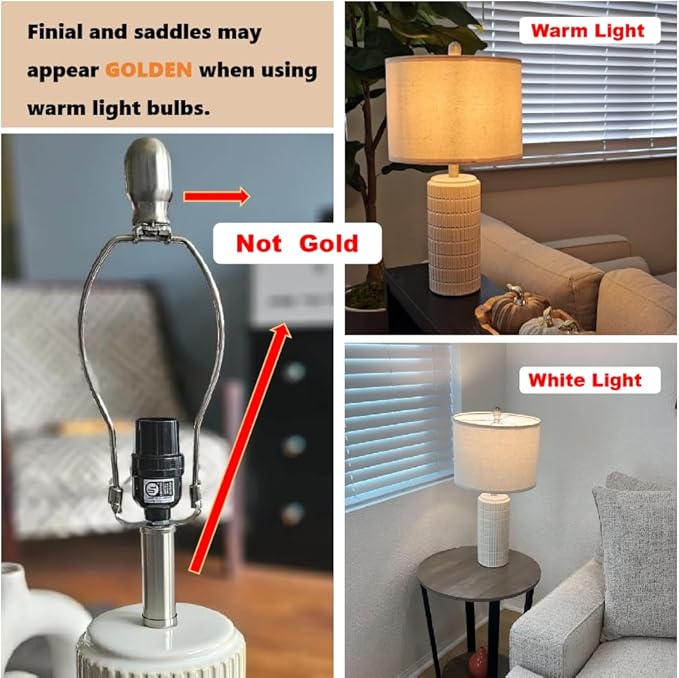 PoKat 23" Modern Ceramic Table Lamp Set of 2 for Living Room White Desk Lamps for Bedroom Farmhouse Bedside Nightstand Bedside Lamp End Table Lamps Beige - Bloomnest
