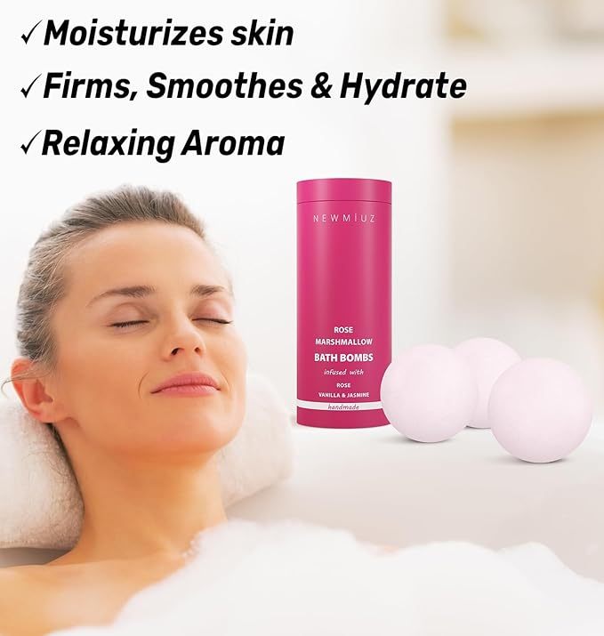 Rose Vanilla Bath Bomb Mega Foaming Bubbles Infused with Vanilla Jasmine Luxurious Spa Bath Essentials Nourishing Dry Skin Stress Relief Bath Gift - Bloomnest