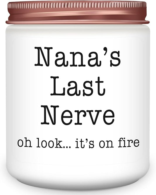 Homsolver Nana Gifts from Grandkids, Birthday Christmas Valentines Mothers Day Gifts for Nana,Nana's Last Nerve Scented Candle