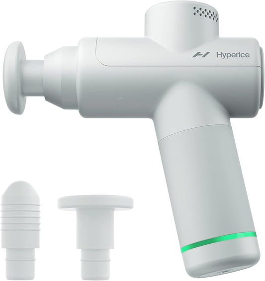 Hyperice Hypervolt Go 2 - Arctic Grey - Featuring Quiet Glide Technology - Handheld Percussion Massage Gun - 3 Speeds, 2 Interchangeable Heads - Helps Relieve Sore Muscles and Stiffness - FSA and HSA - Bloomnest