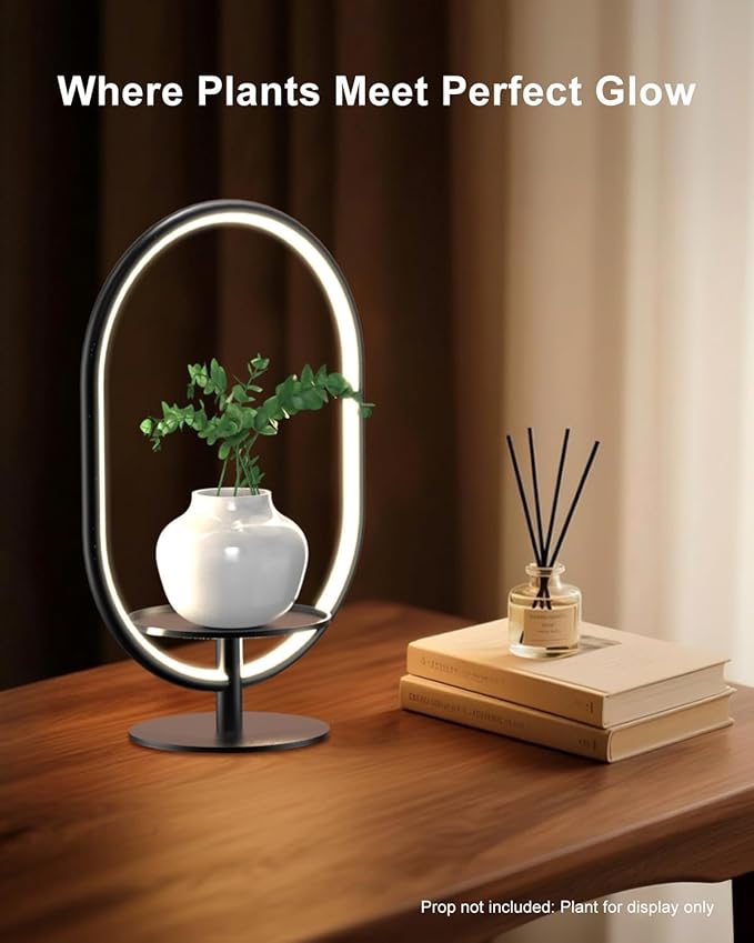 Modern LED Table Lamp with Storage Tray, Bedside Lamp with 3 Color Temperatures 10-Level Dimmable for Video Conference/Makeup/Streaming/Plants, LED Desk Lamp for Living Room Bedroom Office Decor - Bloomnest