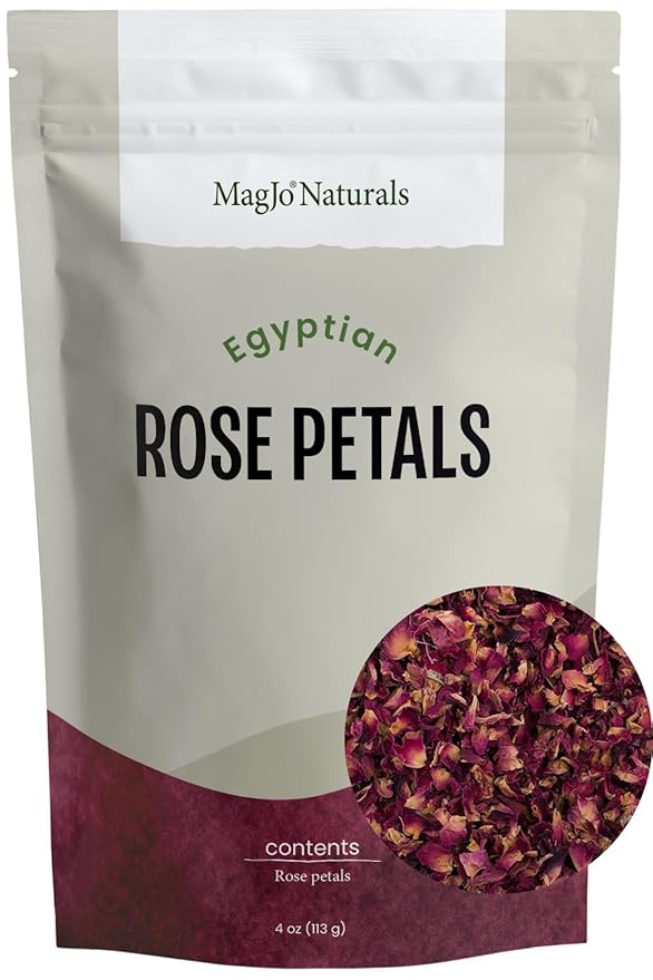 MagJo Naturals Red Rose Petals, Dried, Culinary Grade A, Harvested from Faiyum Oasis in Egypt (4 oz) - Bloomnest