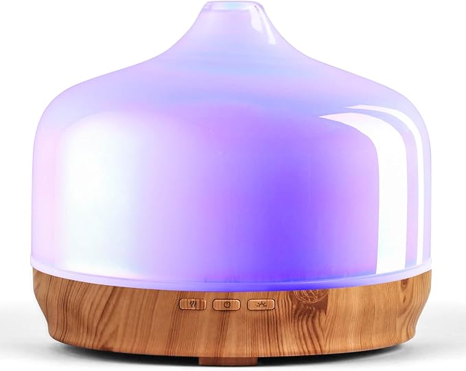 Porseme 500ml Glass Essential Oil Diffuser Aromatherapy Ultrasonic Cool Mist Humidifier 15-21 Running Hours Waterless Auto-Off Air Diffusers for Sleeping Yoga Office Working Spa and Rest (White Jade) - Bloomnest