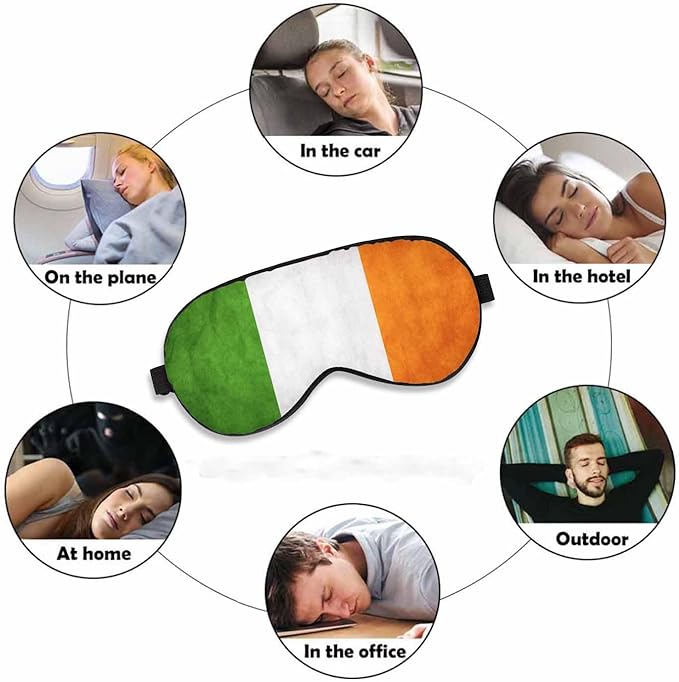 Irish Flag Sleep Eye Mask Vintage Grunge Irish Flags Men Women Sleep Mask with Adjustable Strap Eye Cover Eye Shade for Travel, Nap,Meditation - Bloomnest