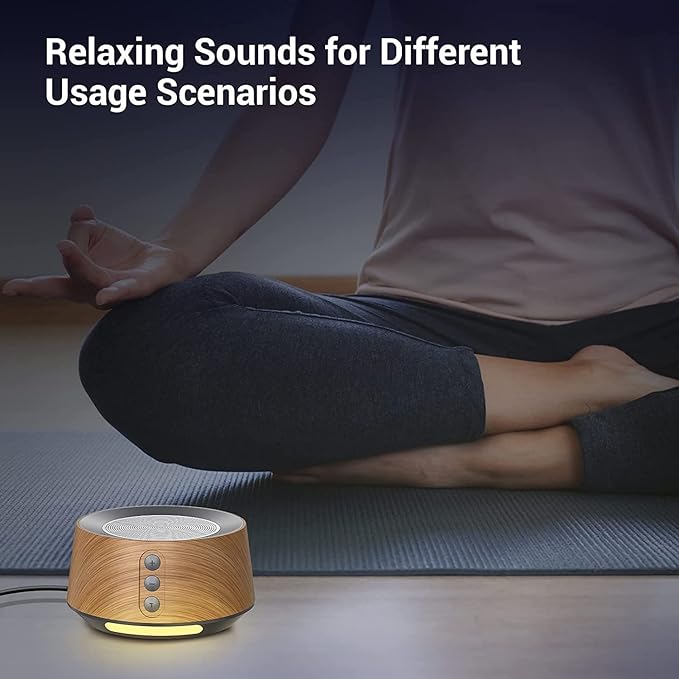BGOVERSS White Noise Sound Machine with 20 Soothing Sounds, 10 Colors Night Light Sleep Machines Home Office Travel, 5 Timers and Memory Feature Sound Machine for Nursery Baby Kids Adults (Wood) - Bloomnest
