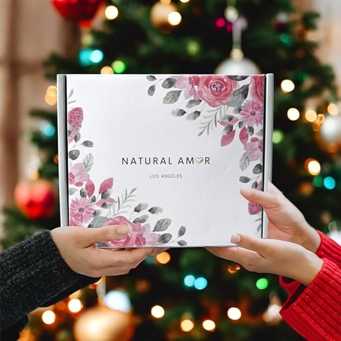 Natural Amor Christmas Spa Gifts for Women and Men,6 pcs Self Care Box Including Candle, Bath Salt, Socks, Thank You Gift - Bloomnest