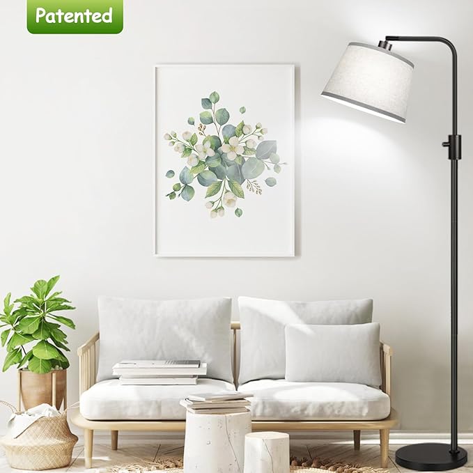 【Upgraded】 Dimmable Floor Lamp, 1000 Lumens LED Edison Bulb Included, Arc Floor Lamps for Living Room Modern Standing Lamp with Gray Shade, Tall Lamps for Living Room Bedroom Office Dining Room - Bloomnest