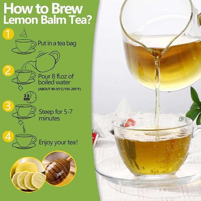 Premium Lemon Balm Leaf Tea, 50 Bags. Made with 100% Natural Lemon Balm Leaves, No Additive & Caffeine Free, Promotes Relaxation & Support Digestion. - Bloomnest