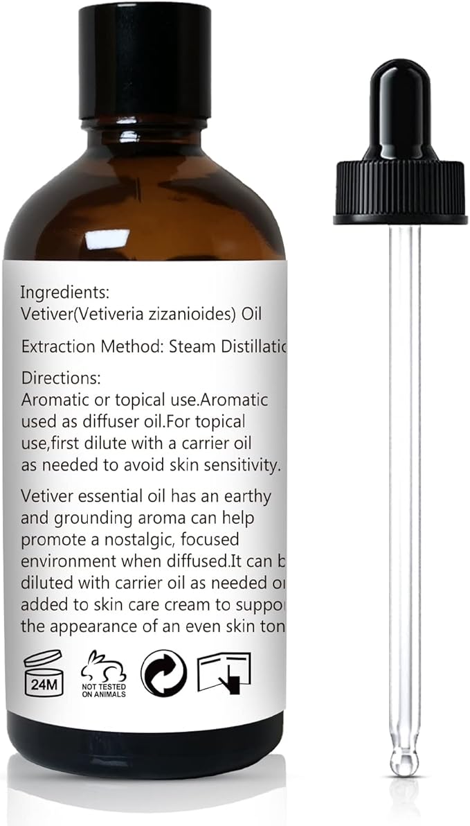 Vetiver Essential Oil Scent Oil for Home Diffuser, Perfume, Hand Soaps- 100ml/3.38 Oz - Bloomnest
