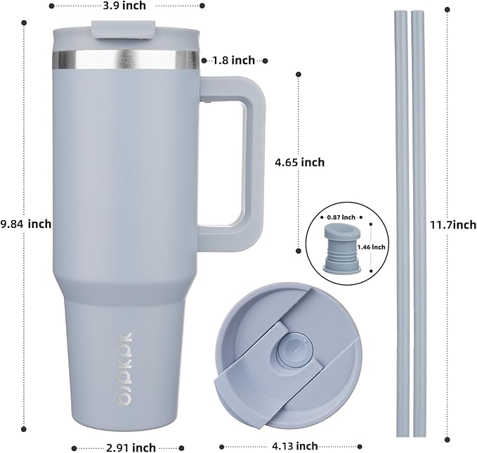 BJPKPK Tumbler With Handle And Straw 40oz Insulated Tumbler Cups With Lid Stainless Steel Travel Coffee Mug,Modern Blue