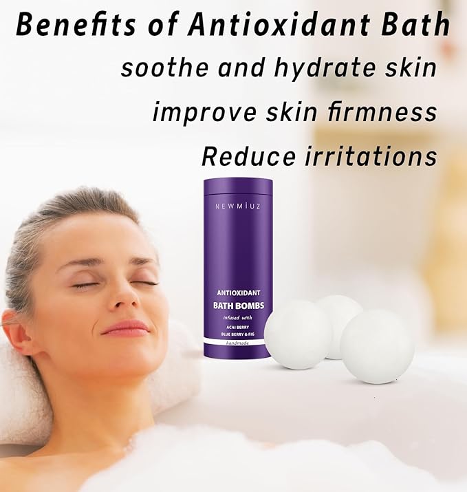 Natural Bath Bombs Skin Nourishing Detox Moisturize Antioxidant Acai Blueberry Luxury Fizzing Spa Bubble Bath Gift Set for Sensitive Skin Stress Relief Relaxation Gift Birthday Christmas - Bloomnest