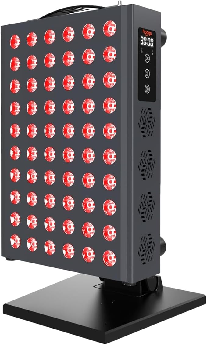 Hooga Red Light Therapy Panel Device – 660nm Red & 850nm Near Infrared Light Therapy, LED Light Therapy Lamp for Face & Body, Dual Chip LEDs, Timer, Adjustable Stand – PRO300 Hooga