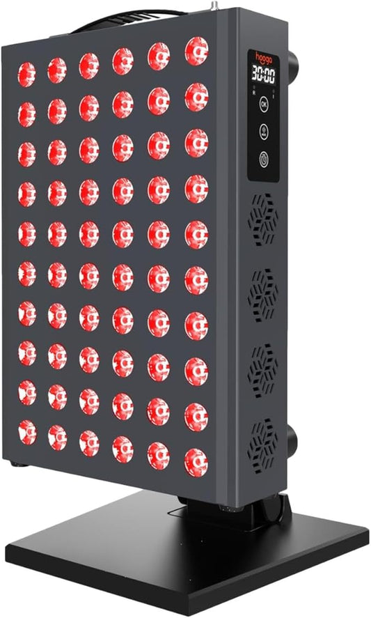 Hooga Red Light Therapy Panel Device – 660nm Red & 850nm Near Infrared Light Therapy, LED Light Therapy Lamp for Face & Body, Dual Chip LEDs, Timer, Adjustable Stand – PRO300 Hooga