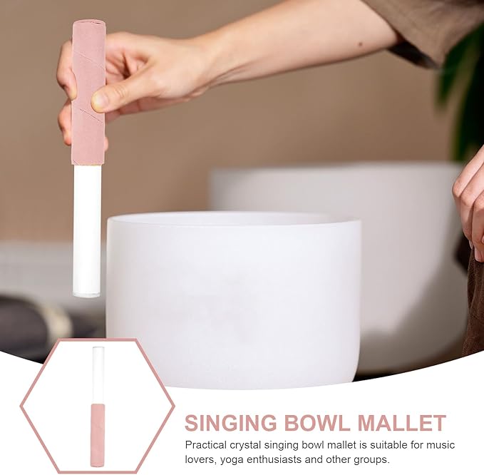 Singing Bowl Mallet for Crystal Sound Bowls with Smooth Handle and Storage Bag Acoustic Instrument Accessory Ideal for Meditation and Yoga 7.87 Inch - Bloomnest