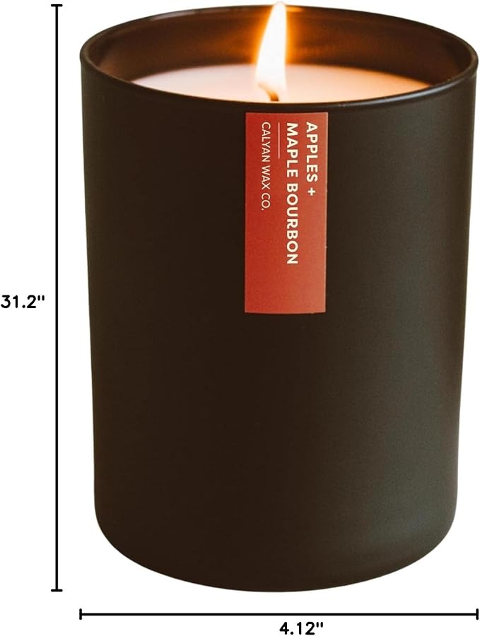 Calyan Wax Co. Apples & Maple Bourbon Scented Candle - 75 Hour Burn - Luxury Non Toxic Soy Wax Candles - Long Lasting Black Tumbler Jar Candle for Home - 10.2oz - Bloomnest