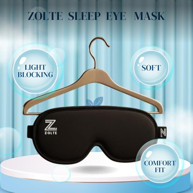 ZOLTE 3D Sleep Eye Mask for Men Women, No Eye Pressure, 3D Sleeping Mask, Contoured Memory Foam, Light Blocking, Adjustable Strap – Soft & Breathable for Deep Sleep, Travel & Meditation. Black