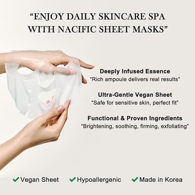 KOSBEAUTY NACIFIC Face Masks Skincare Korean – Premium 10-Sheet Variety Pack for Ultimate Skin Nourishment – Hyaluronic Acid, Ceramide & Vitamin-Infused for All Skin Types - Bloomnest