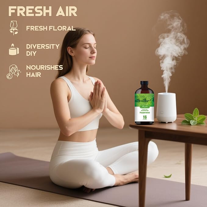 Peppermint Essential Oil-Peppermint Fragrance Oil 16.33oz (490ml)-100% Pure Natural Scent for Diffusers, Candles, Soap Making & Aromatherapy-Relaxing Home & Gift Essential Oil for Bath, Massage - Bloomnest