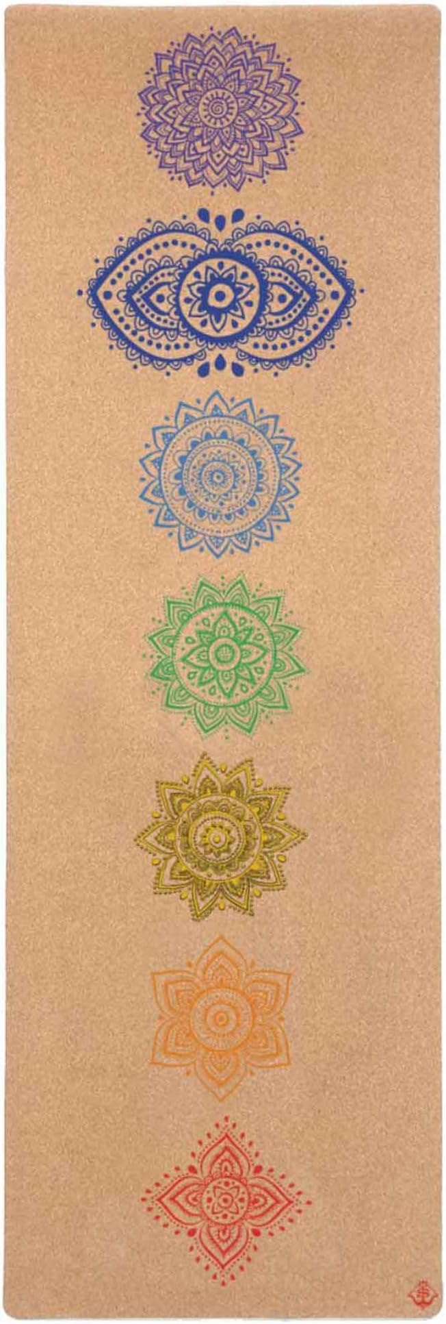Shakti Warrior Chakra Cork Yoga Mat - Extra Long & Wide, Non Slip, Non Toxic, Great for Yoga, Pilates & Workout (84 x 27 x 2mm Thick) - Bloomnest