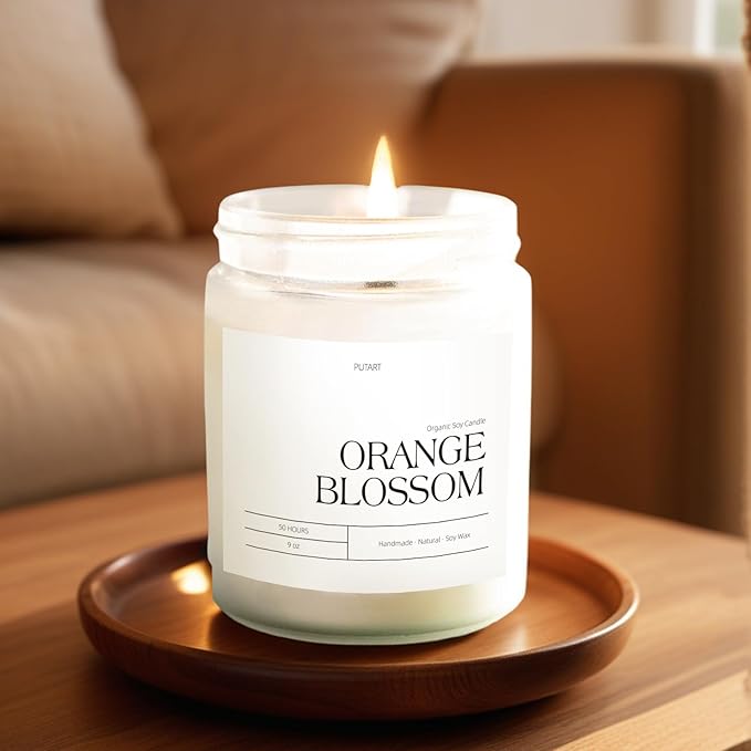 Orange Blossom Candles for Home Scented, Natural Soy Wax Aromatherapy Non Toxic Candle for Stress Relief, Long Burning & Lasting Candle Gifts for Halloween, Birthday, Christmas, Thanksgiving - Bloomnest