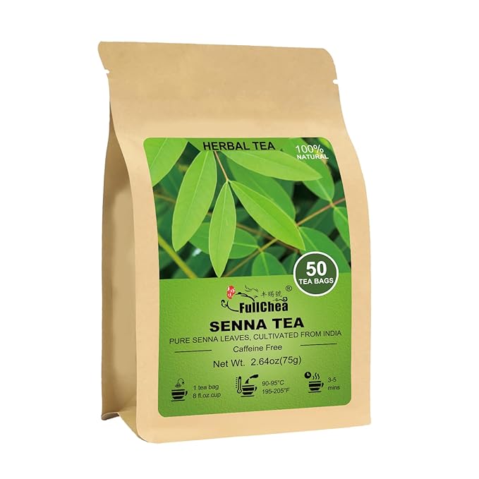 FullChea - Senna Tea, 50 Teabags, 1.5g/bag - Naturally Senna Leaf Tea for Constipation - Non-GMO - Caffeine-free - Support Digestion & Boost Immune System - Bloomnest