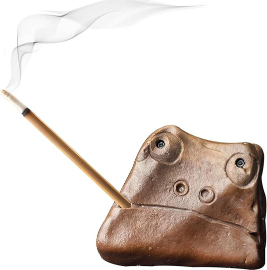 Handmade Frog Incense Holder - Unique Decorative Stone Aromatherapy Burner for Home, Office, Yoga & Meditation - Natural River Rock Craft, Gift for Zen Lovers (Each Piece Varies)