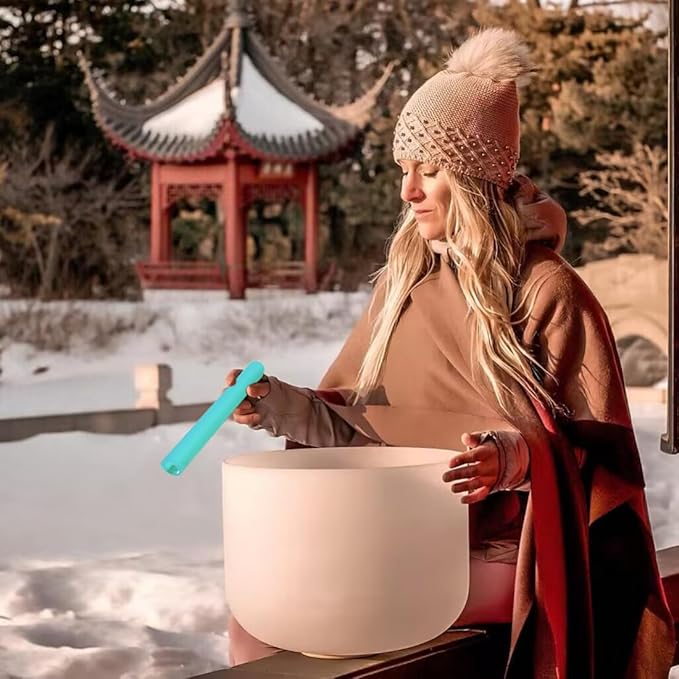 Singing Bowl Mallet Hollow Acrylic Silicone Rubber Striker Mallet for Playing Quartz Crystal Singing Bowls with Bundle Pocket(Blue) - Bloomnest