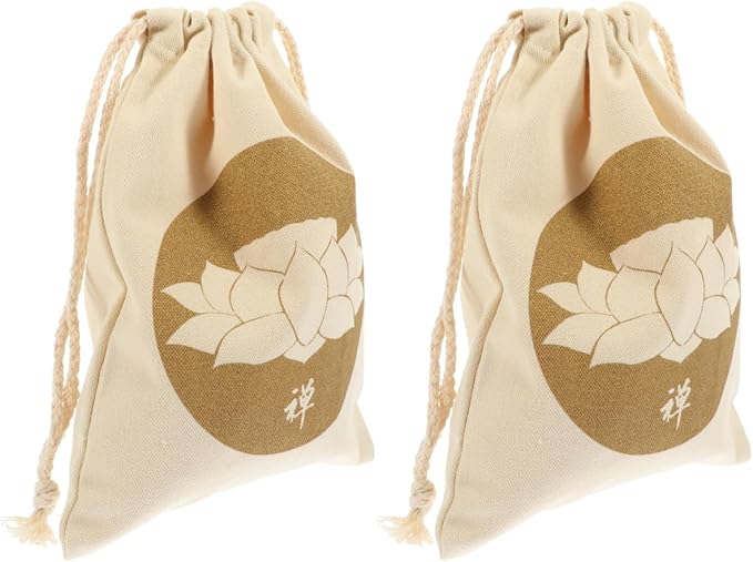2pcs Tibetan Singing Bowl Pouch Sound Bowl Bag Drawstring for Meditation Zen Style Storage Bag for Sining - Bloomnest