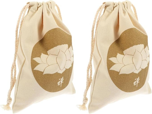 2pcs Tibetan Singing Bowl Pouch Sound Bowl Bag Drawstring for Meditation Zen Style Storage Bag for Sining - Bloomnest