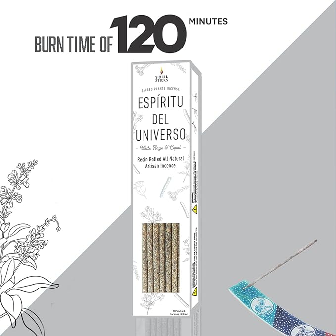 SOUL STICKS Handcrafted 10pcs Resin Artisan Incense Sticks Non-Toxic & Long Lasting Aromatic Sticks for Yoga Meditation Relaxation Aromatherapy Cleansing & Purification (White Sage & Copal) SoulSticks