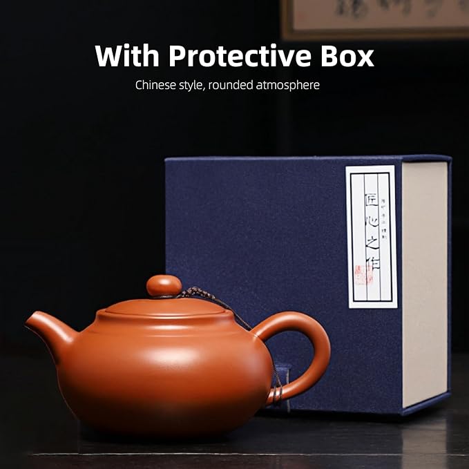 Chinese Clay Teapot, Yixing Xishi Zisha Tea Pot, Handmade Pottery Purple Sand Mud Kungfu Tea Set Kettle,14oz Zhuni - Bloomnest