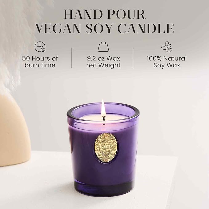 M&SENSE Natural Soy Candle | Lavender Citrus & Purple | 9.2 oz, 50H Burn Time | Luxury Scented Candle for Relaxation, Gifting, Home Décor | Ideal for Bedroom, Office, Party Ambiance - Bloomnest
